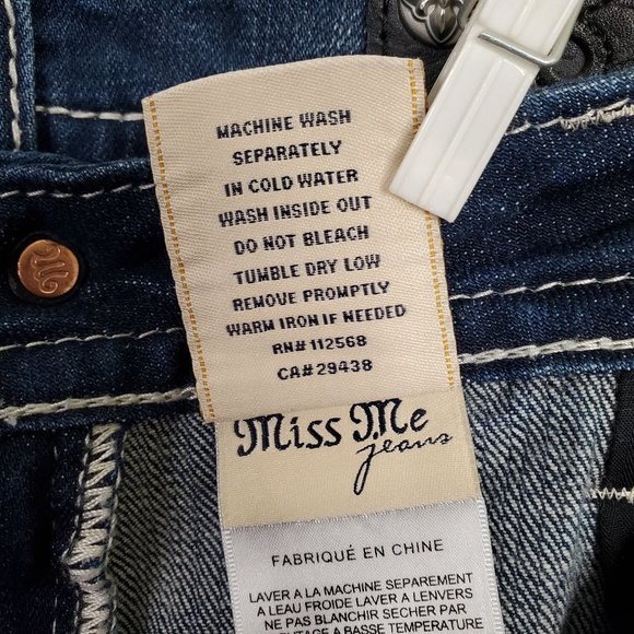 Miss Me Womens Size 30 Jeans Fleur De Lis Flower Embellished Stretch Boot 33x32 - Picture 10 of 15